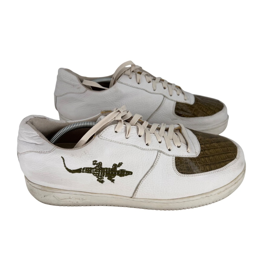 Slick Exotica The One White Pebbled Leather Streetwear Sneakers Reptile Mens 13‎